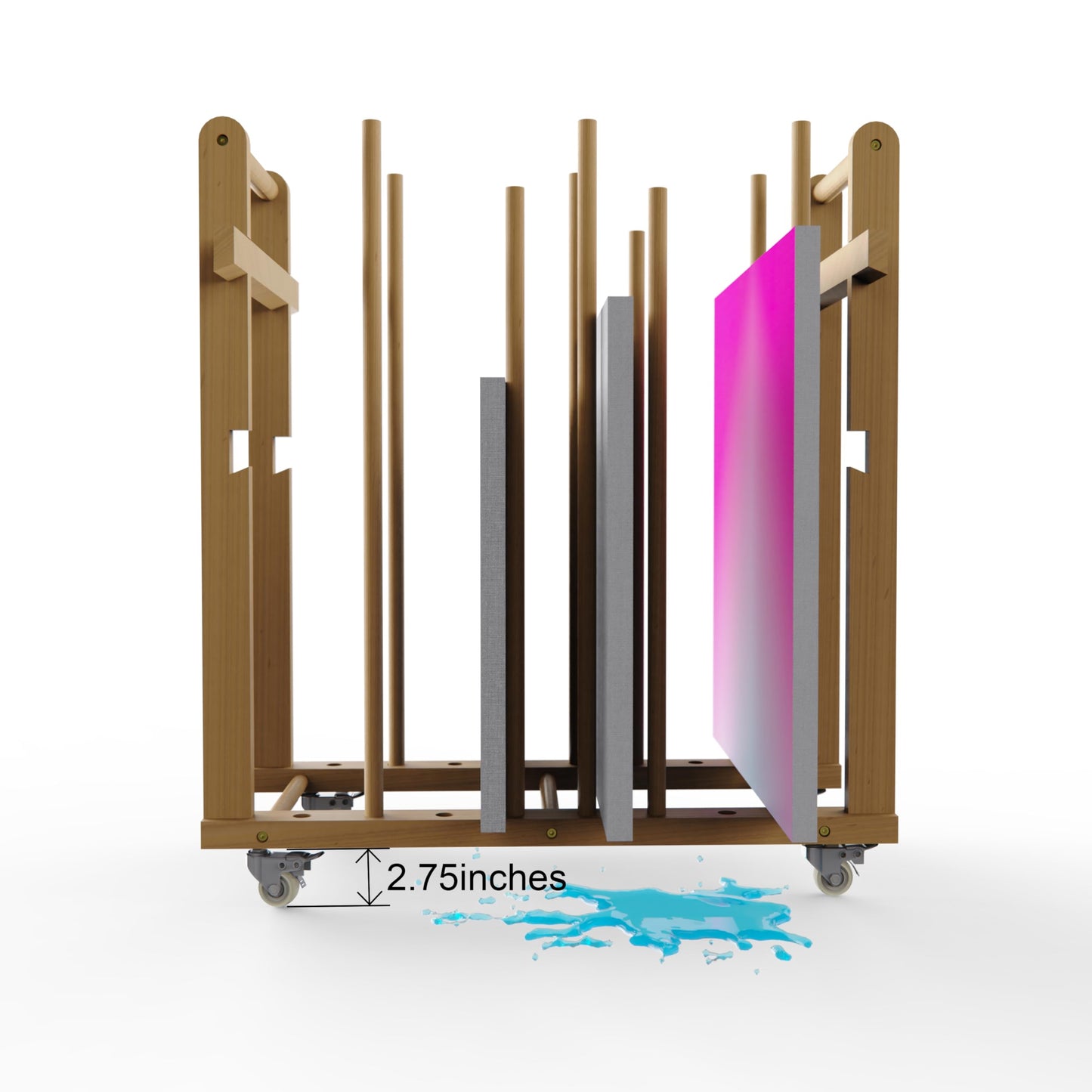 UNZERO Enhanced Art Storage Rack with 4 Additional Dowels - Canvas Storage and Art Drying Rack with Wheels