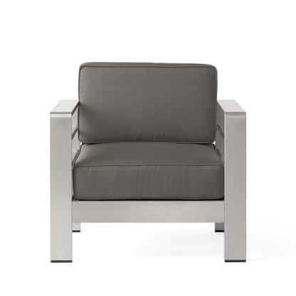 Christopher Knight Home Cape Coral Outdoor Chat Set with Fire Table, 5-Pcs Set, Khaki / Dark Grey
