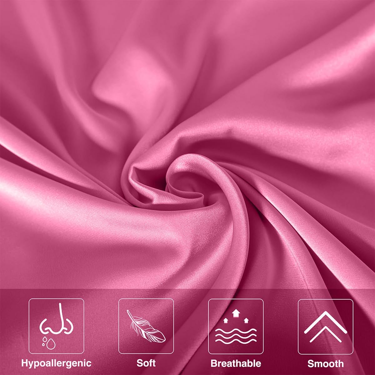 Mulberry Silk Pillow Cases - Ultra Smooth & Breathable Cooling Satin | Standard Size 20x26 Inches, Berry Red