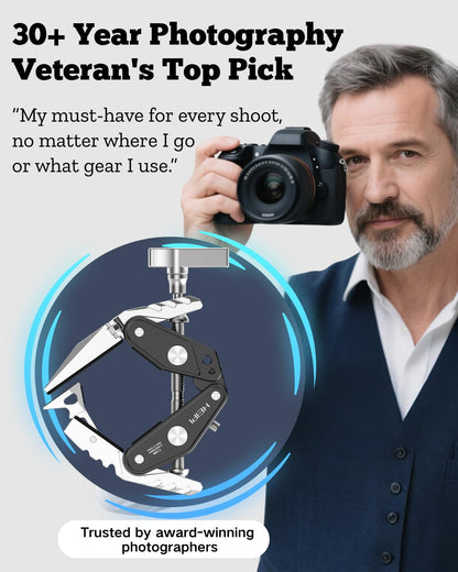 HEIPI Super Clamp Phone Camera Mount Holder 2-in-1 Clamp & Stand Design with 360°Rotation Long Magic Arm with Phone Clip Mount Adapter Holder Max Clamping 3.93 inch