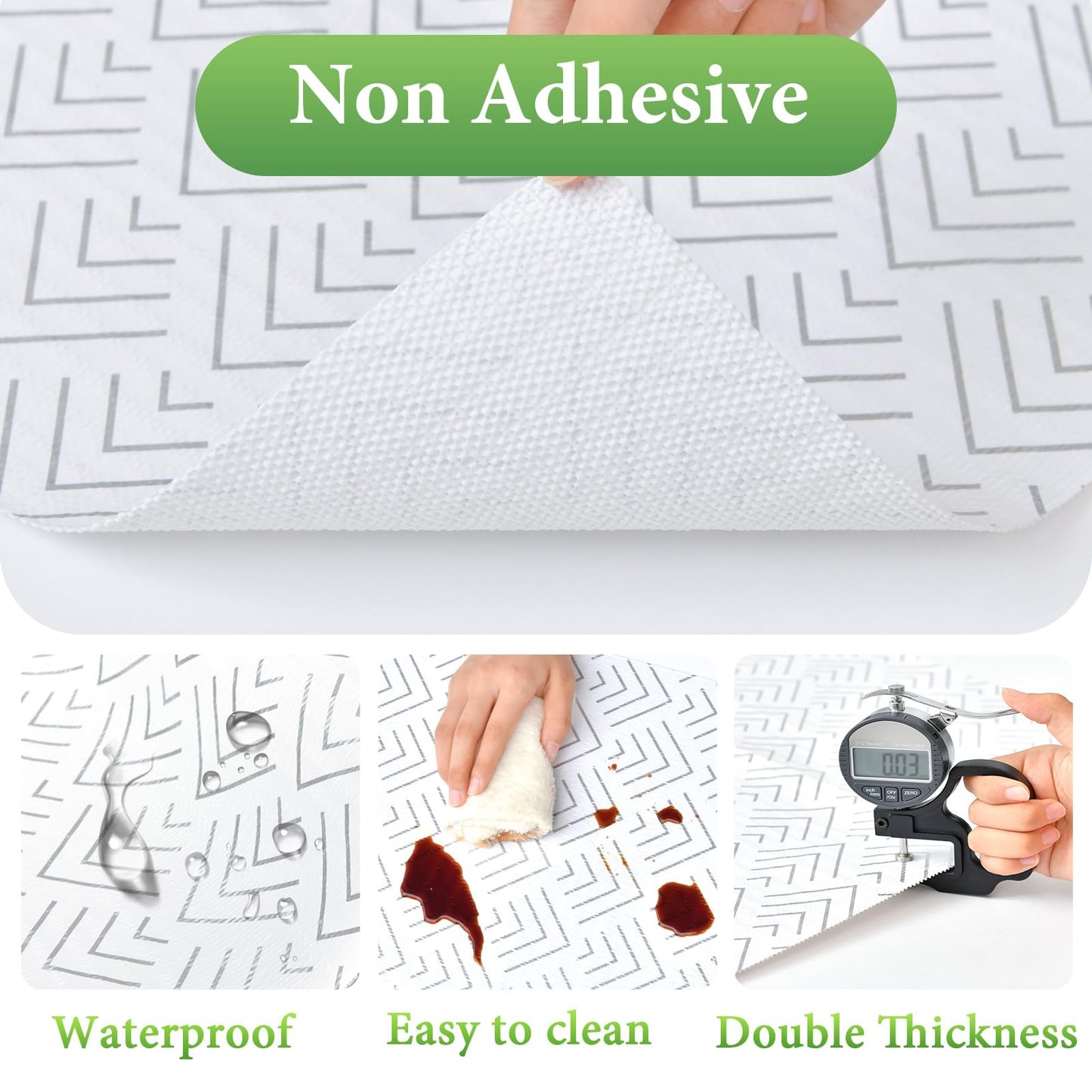 Shelf Liner for Kitchen Cabinets Non Adhesive Drawer Liner Non-Slip Thickened Shelf Liner Paper Strong Easy to Clean for Tool Box Refrigerator with Knife and Tape Measure,Silver Arrow,11.8 x 118 in
