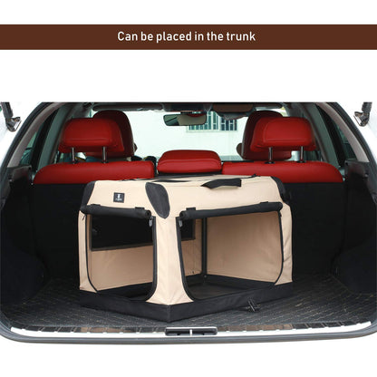X-ZONE PET 3-Door Portable Soft-Sided Folding Soft Dog Travel Crate Collapsible Pet Kennel,X-Large, 36 x 25 x 25 Inches,Tan