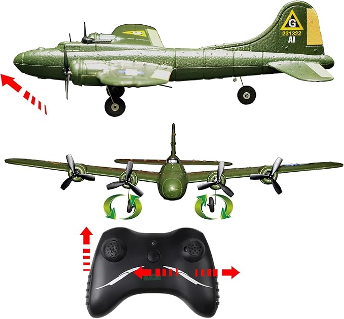 RC Plane Remote Control Airplane RTF 2.4GHz Radio Control B17 Lighting Aircraft for Beginner