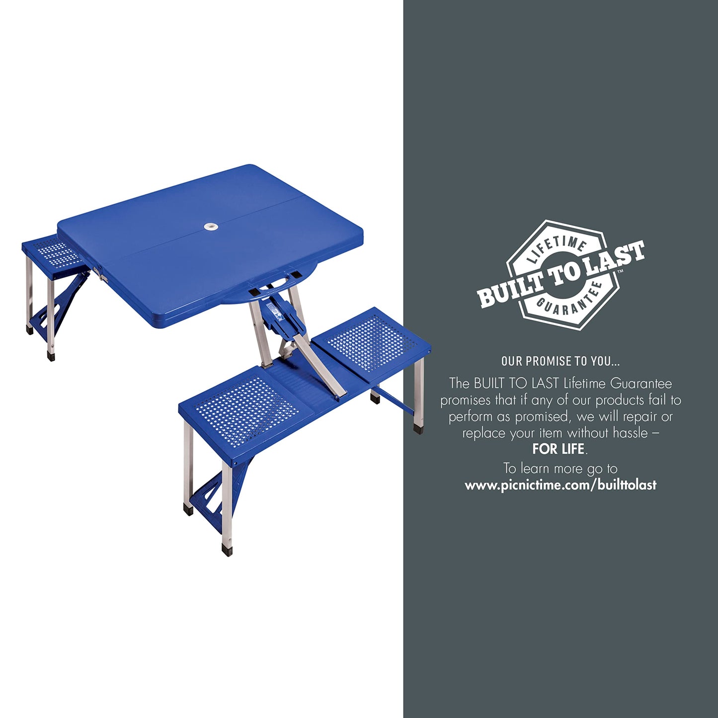 ONIVA - a Picnic Time brand - Folding Picnic Table - Camping Table - Outdoor Table with Umbrella Hole, (Royal Blue), 36.2" x 18" x 5.5"