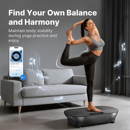 MERACH Vibration Plate Exercise Machine, Vibrating Platform for Lymphatic Drainage Weight Loss Muscle Activation, Full Body Home Exercise Equipment with LED Touch Screen Bluetooth Pull Cord