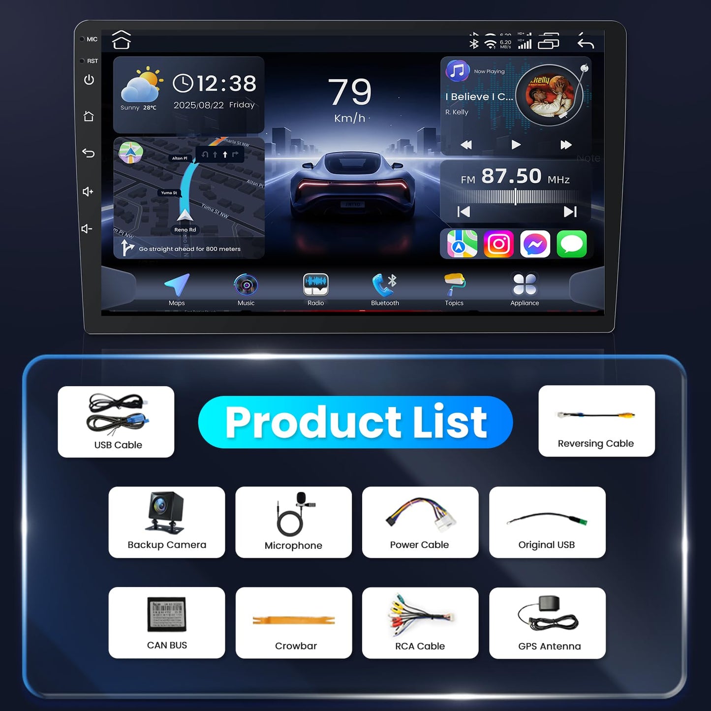 Android 13 Car Radio Stereo for Jeep Compass 2017-2020: [4+64G] 10 Inch 1280 * 800HD Touchscreen Head Unit Replacement with CarPlay Android Auto 5GWiFi GPS Bluetooth FM SWC Backup Camera