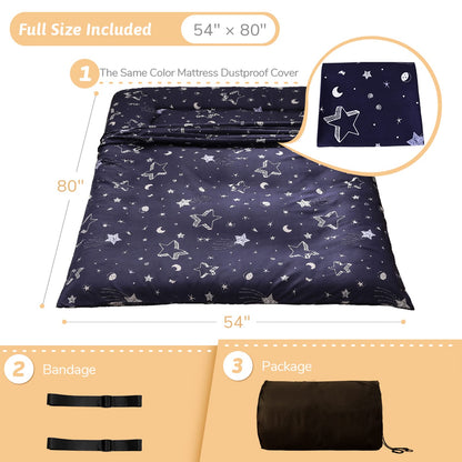 MAXYOYO Navy Star Futon Mattress Japanese Tatami Mat Foldable Futon Portable Camping Mattress Kids Sleeping Pad Floor Couch, Full