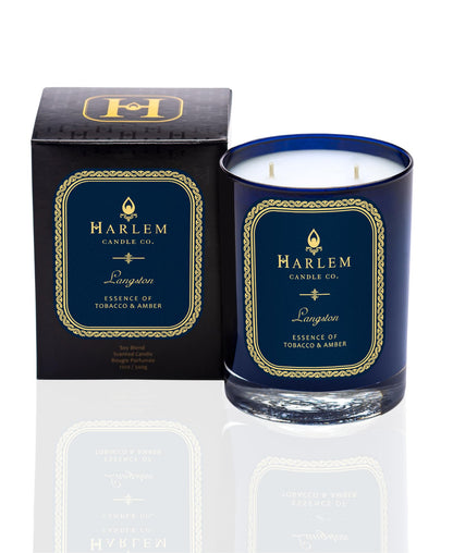 HARLEM CANDLE CO. Langston - Luxury Scented Soy Candle, 11 oz - 80-Hour Burn Time | Jasmine, Sandalwood, Nutmeg, Clove, Vanilla, Leather | Scented Candles for Home