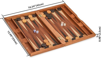 Yellow Mountain Imports Wooden Inlaid Backgammon Set Dorne - with Wooden Playing Pieces and Accessories 13-inch Board
