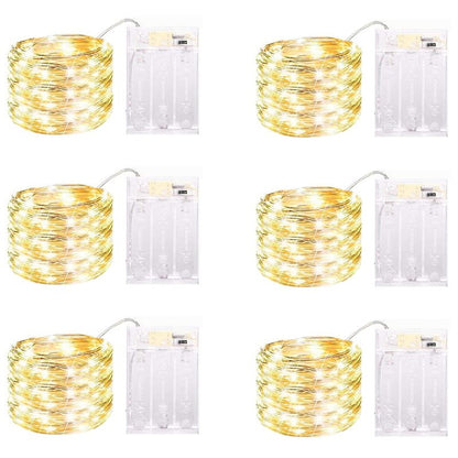 6 Pack LED Fairy Lights Battery Operated with Timer, 13FT 40LED Waterproof Firefly Lights Silver Wire Mini Twinkle String Lights for Wedding Christmas Birthday Party Mason jar Decorations, Warm White