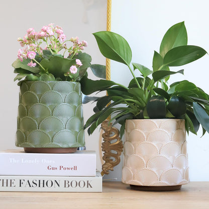GUGUGO Pearl Sage Green Scale Planter, Cute Unique Plant Pot with Drainage, Eclectic Colorful Small Flower Planters Pots for Indoor & Outdoor Plants, Rainbow Funny Succulent Gardening Pot Gifts