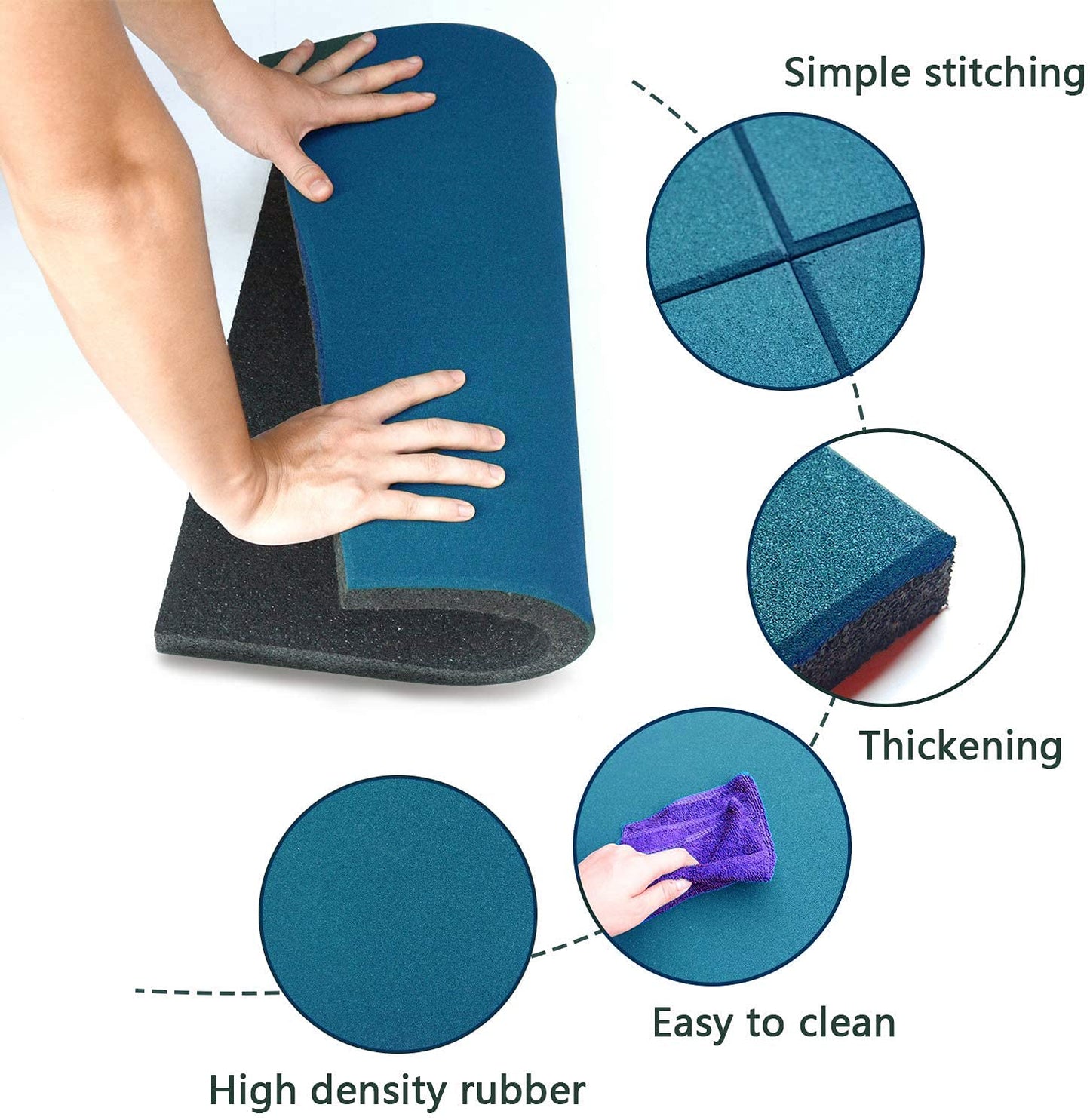 MYOYAY 1" Thick Interlocking Tiles 4 Pack 20" x 20” Rubber Flooring Mats Non-Slip Heavy-Duty Mats for Playground, Indoor and Outdoor Gym Floor, Sport Floor, Backyard Play Area