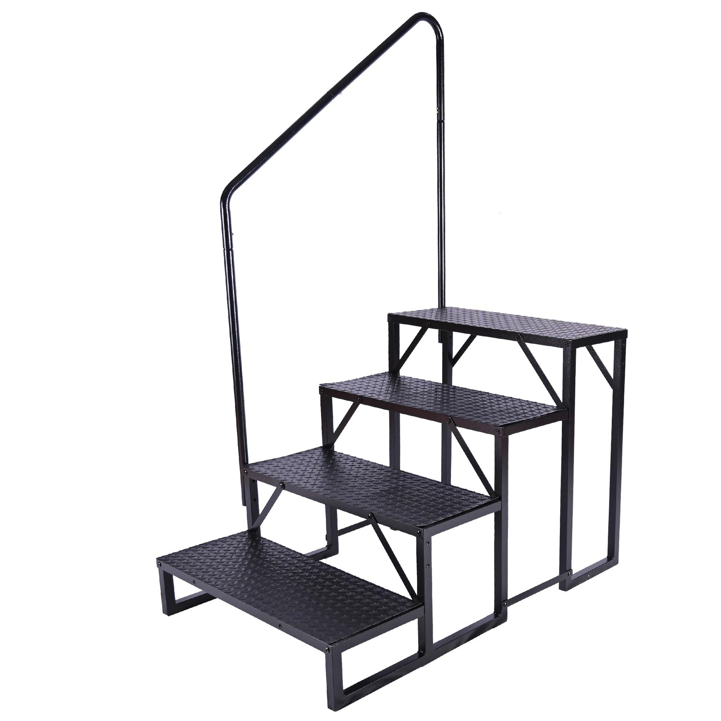 Gresspro 4-Step RV Steps with 1 Handrail, Heavy-Duty RV Stairs for Camper, Hot Tub, Trailer & Porch with Non-Slip Mats