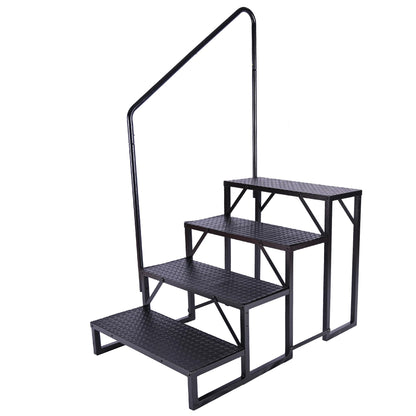 Gresspro 4-Step RV Steps with 1 Handrail, Heavy-Duty RV Stairs for Camper, Hot Tub, Trailer & Porch with Non-Slip Mats