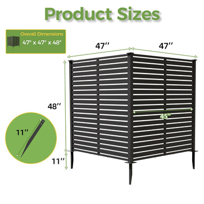 Diyfire Air Conditioner Fence Panels, 47" W X 48" H Pool Equipment Enclosure, No-Dig Outdoor Privacy Screen, Trash Can Enclosure, Decorative Garden Fences for Patio Lawn, Black
