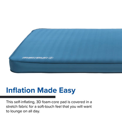 Big Agnes Captain Comfort Deluxe Camp - Supremely Comfortable, All-Weather, Self-Inflating Sleeping Pad, Double Wide, Gibraltar Sea