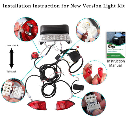 10L0L Deluxe Golf Cart Light Kit for Club Car Precedent 2004-2019, 12V Street Legal Light Kit with Headlight Taillight Turn Signals Switch Horn Brake Pad Hazard Lighting Function