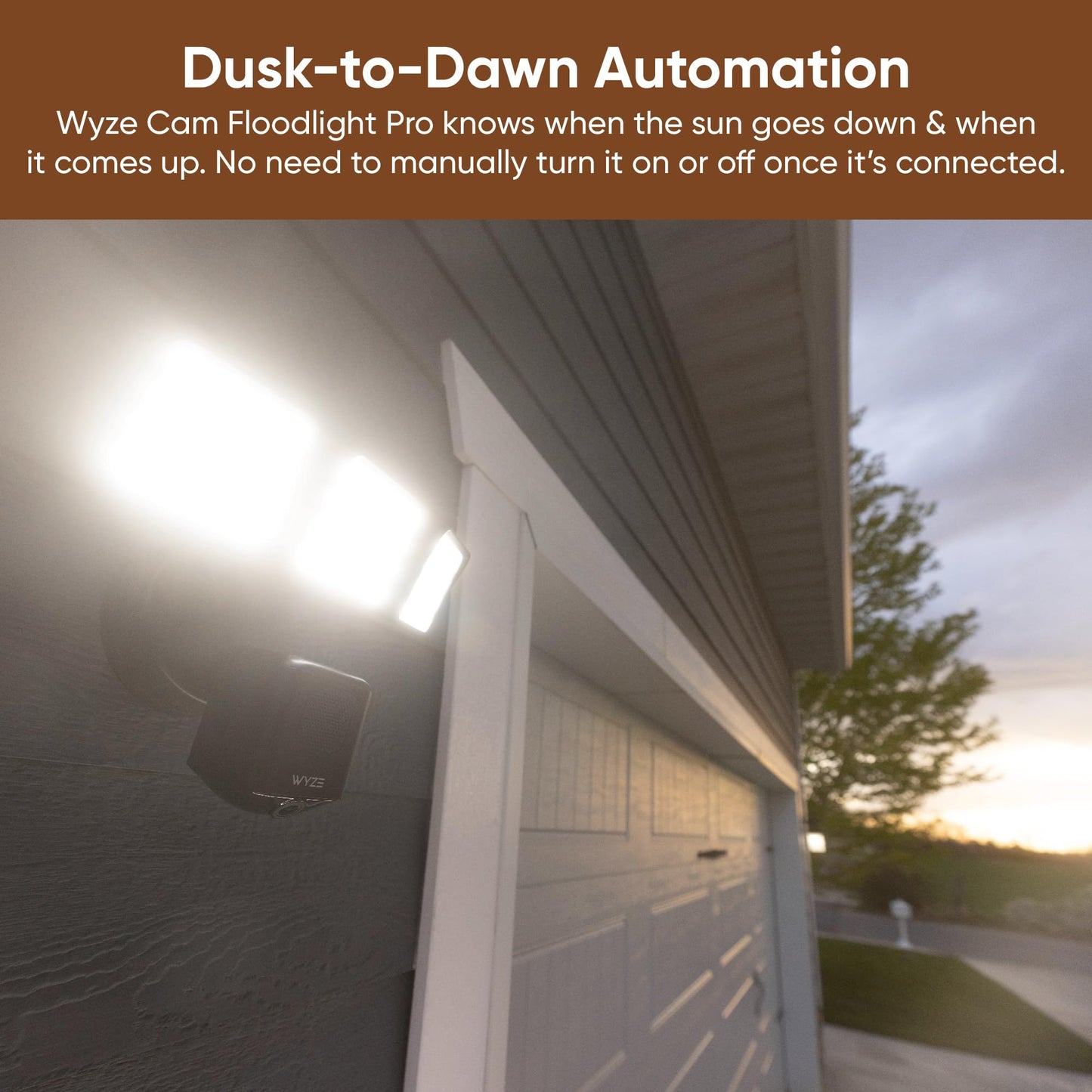 WYZE Floodlight Camera Pro, PCMag Editors' Choice 3000-Lumen LEDs, 2.5K HD Outdoor Security Camera, 180° Wide View, Motion Detection, Color Night Vision, Works with Alexa & Google-White
