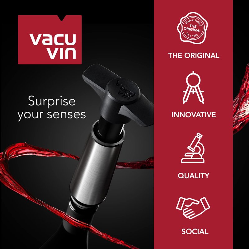 Vacu Vin Wine Saver Vacuum Stoppers Set of 4 – Grey