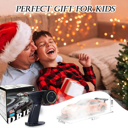 1/43 Mini RC Drift Car with Gyroscope 2.4GHz 4WD Full Proportional High Speed Micro Hobby RC Cars with Lights Racing Tires Fast Small Remote Control Car Toy Model Gift for Adults Kids Boys Girls