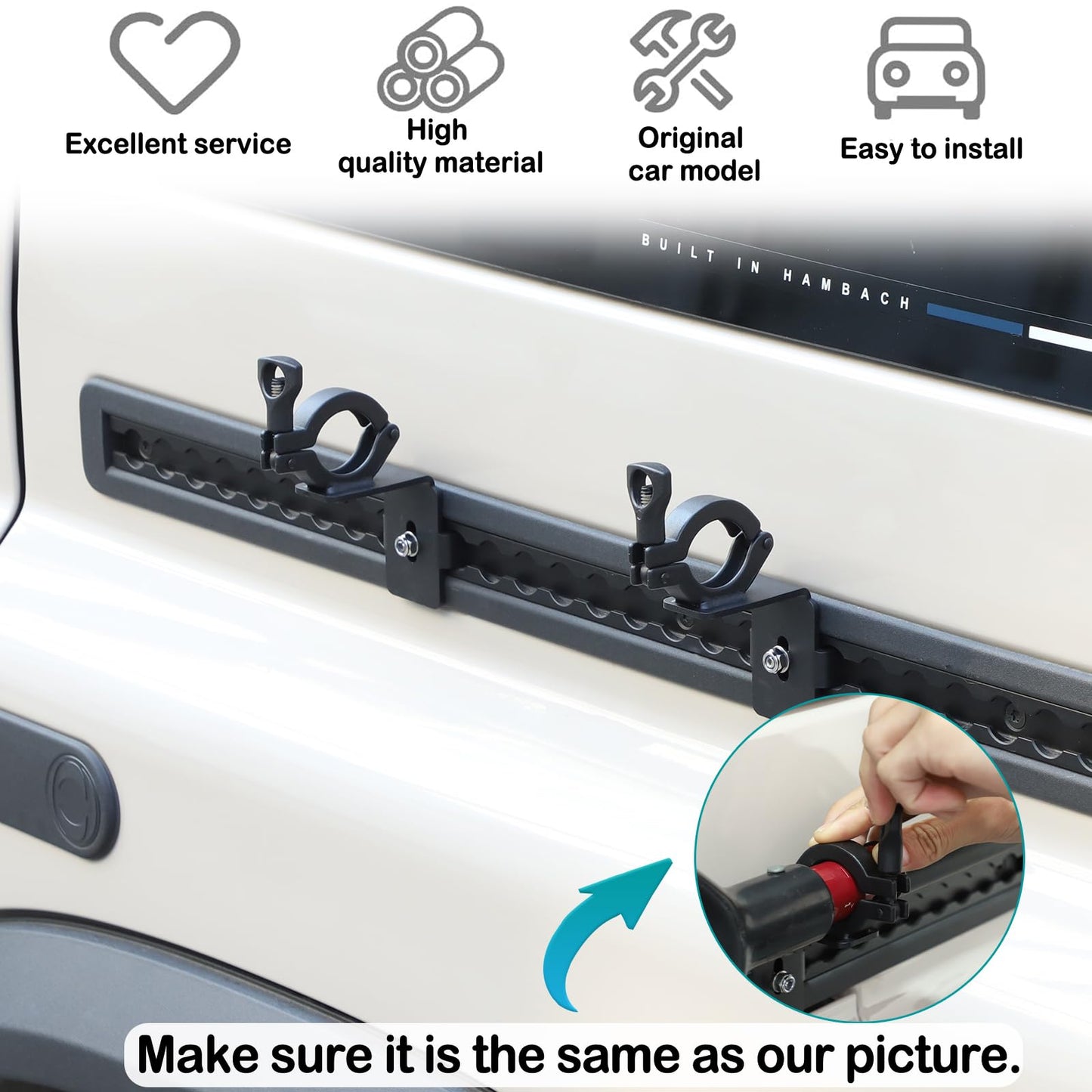 Hudiriy Car Body Side Expansion Rails Shovel Mounts Compatible with Ineos Grenadier 2020 -2025， 2 Pcs Shovel Holder Modular Quick Release Axe Holder Mount Kit External Accessories
