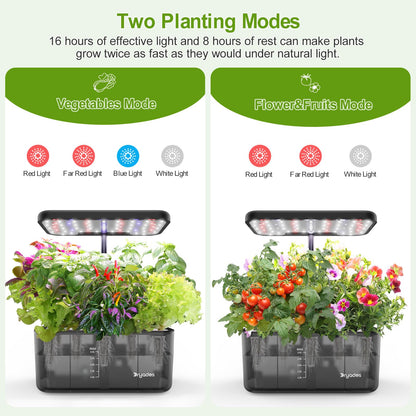 DRYADES 8-Pod Hydroponics Growing System Translucent Indoor Herb Garden with LED Grow Light Smart Quiet Pump Plant Germination Kit for Hydroponic Herbs, Vegetables, Lettuce Harvest on Countertop