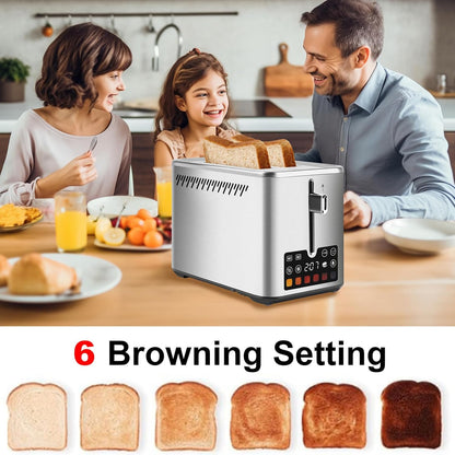 Skiennix Touch Screen Toaster - 2 Slice Stainless Steel Smart Toaster with LCD Display & 6 Shade Settings