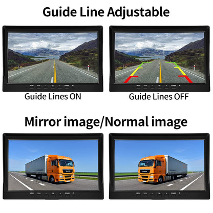 Wired Backup Camera System with 10.1’’ IPS Monitor for Truck RV Trailer Bus, Rear View Camera, with Side Front View Camera, 4 Split Screen, Super Waterproof, Night Vision, Easy Installation AHD1080P