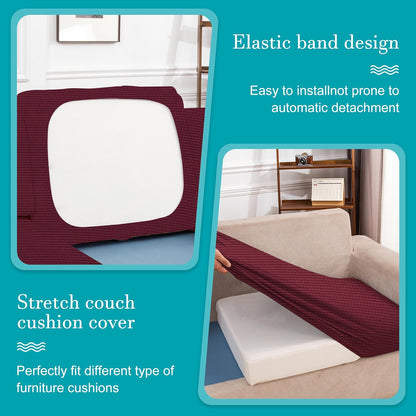 Skiennix 12-Pcs Stretch Patio Cushion Covers - Washable & Reusable Furniture Protectors | Wine Red