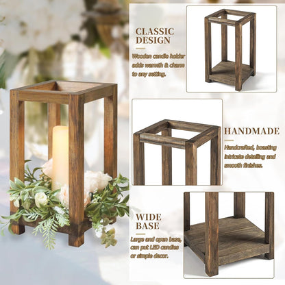 12 Pcs Wooden Wedding Lantern Centerpiece, Candle Holder Table Fireplace (No Candles & Flowers), Rustic Farmhouse Decor for Home Christmas Wedding Party Table
