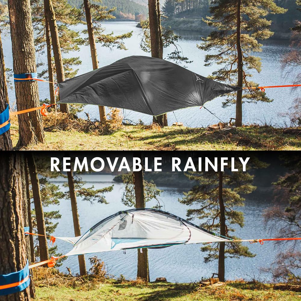 Tentsile Flite+ V3 Lightweight Camping Tent Hammock, Portable Treehouse for Backpackers, Backyards, Nature Lovers, Designed in The UK (Dark Green)
