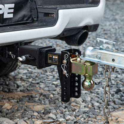 Adjustable Trailer Hitch, Fits 2.5-Inch Receiver, 6-Inch Drop/Rise,2" & 2-5/16" Ball Hitches for Trucks, 22,000 LBS GTW - Receiver Hitch with Anti-Theft Pin, Solid Ball Mount, BLK,X-452506