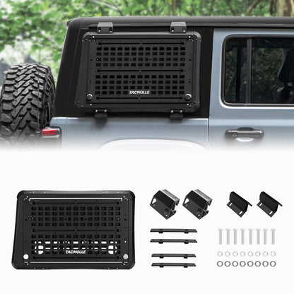 TACMOLLE Rear Side Window Worktable - Tactical MOLLE Panel for Gasoline Pack Recovery Traction Boards Shovel Mounts, Rear Window Protector Fits Jeep Wrangler JL 2018-2024, Passenger Side