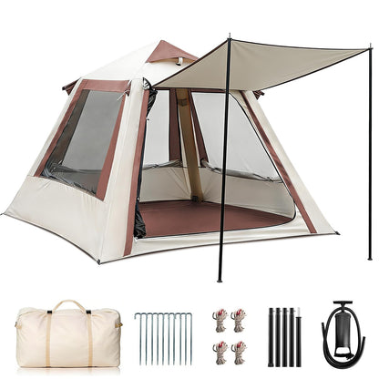 Ziziella Inflatable Tents for Camping, Easy Setup Inflatable Tent Glamping Tent with Pump,Waterproof Oxford 4 Season Air Tent with Skylight Mesh Windows for 2-4 Person