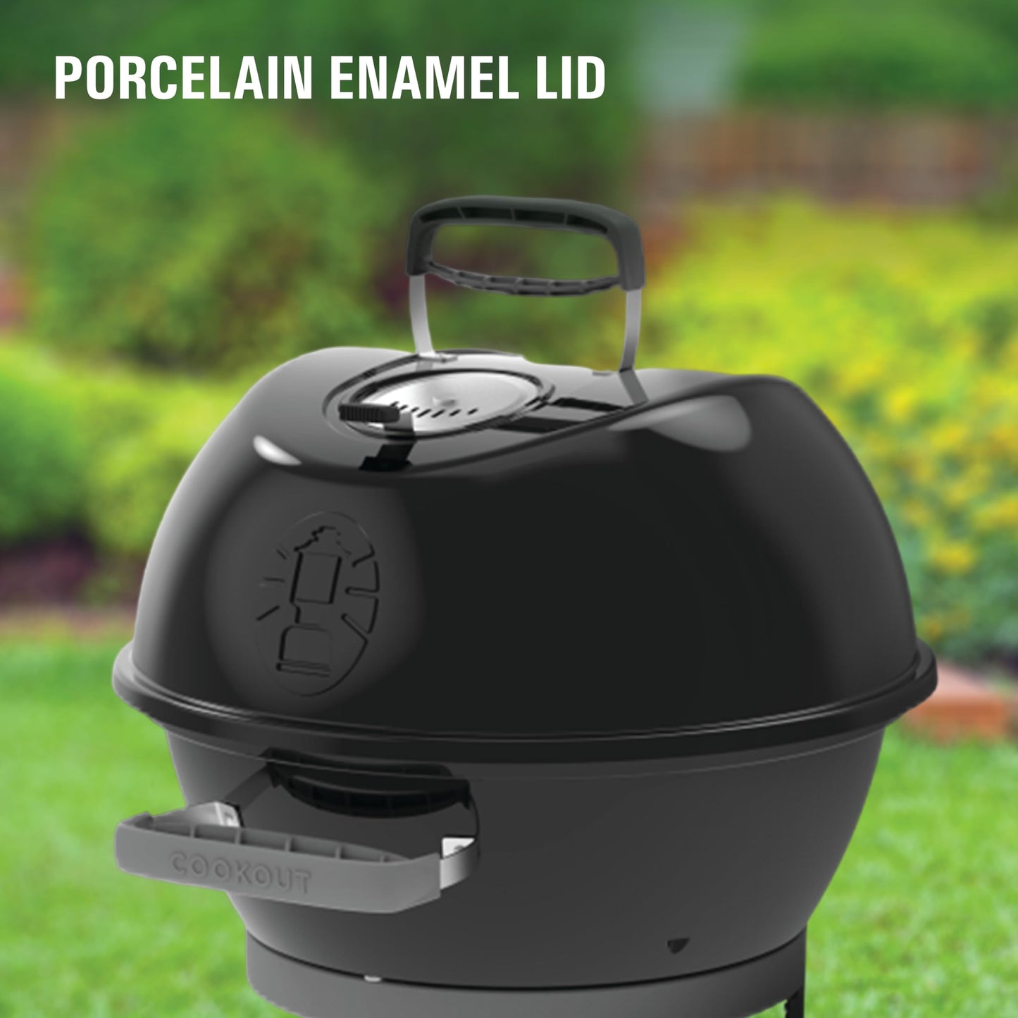 Coleman Cookout Kettle Charcoal Grill with 380-Sq. In. Total Cooking Surface, Removable Ash Collection System, Wheels, and Wire Shelf, Portable Charcoal Grill with Ventilation in Black