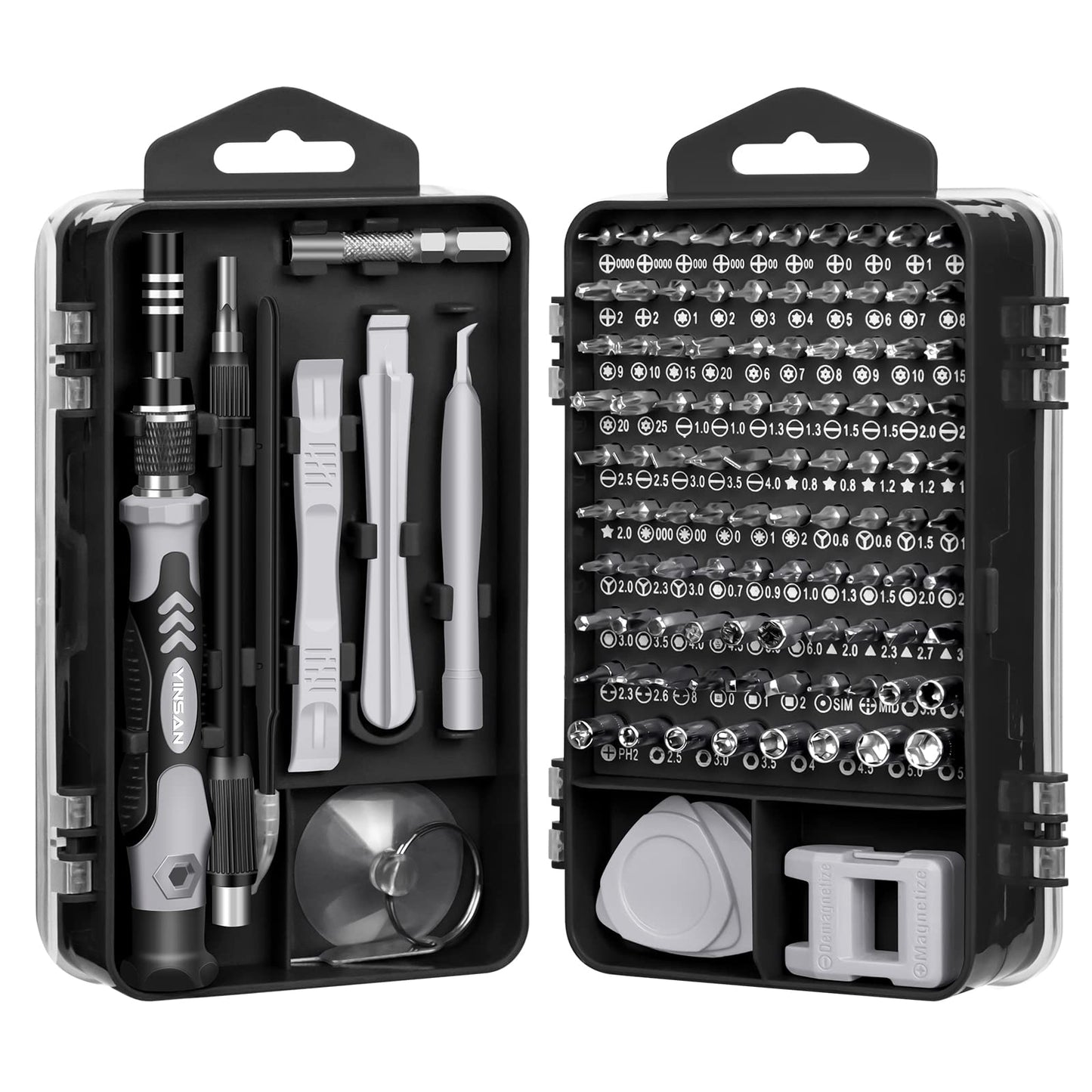 YINSAN Precision Screwdriver Set, Electronics Repair Tool Kit Micro Magnetic Bit for iPhone, Computer, PC, Laptop, Phone, Mac, Tablet, Home DIY, Game Consoles, Glasses, Watch, Doorbell, 120 in 1 Black