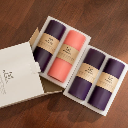 MOZEAL 3" x 6" Hand-Poured, Unscented Advent Pillar Candles. Each Candle Offers Approx 115 Hours of Clean, Long-Lasting Burn time.Dripless Advent Candles Set of 4 is Ideal for Advent Wreath