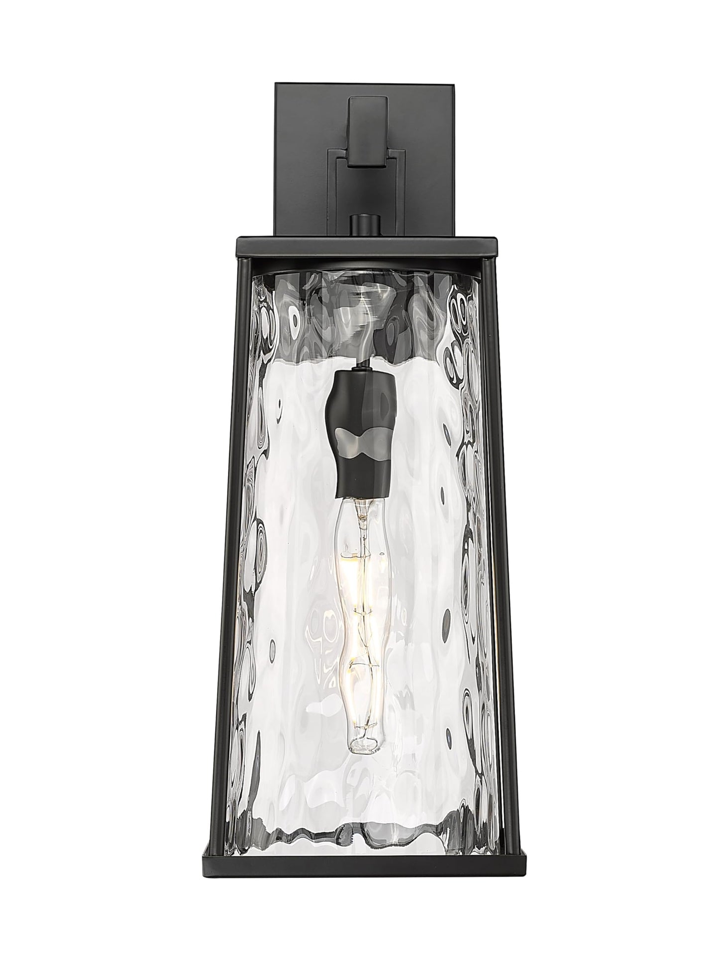 ML Lighting | Dutton Collection | 10611-PBK | 1 Light Outdoor Wall Sconce in Powder Coated Black with Textured Glass Shade | Perfect for Walkways, Porches, Backyards, Patios, and Driveways