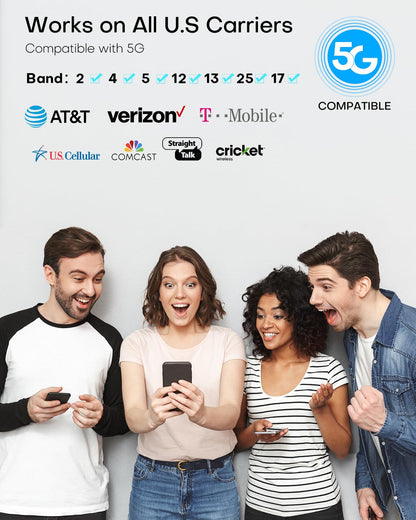 Cell Phone Booster for Home Office | Up to 2500 Sq Ft | Cell Phone Signal Booster Boosts 5G, 4G LTE for All U.S. Carriers—Verizon, AT&T, T-Mobile&More | HD Display | App Support | FCC Approved