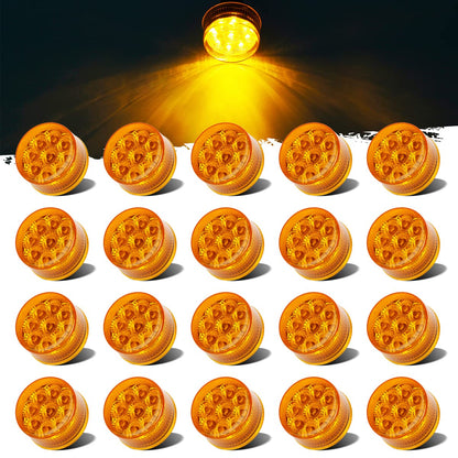 Partsam 30Pcs 2" Inch Round Trailer Led Side Marker and Clearance Lights Amber 9 Diodes with Reflectors for Semi Trailer Trucks(20x Amber, 10x Red)