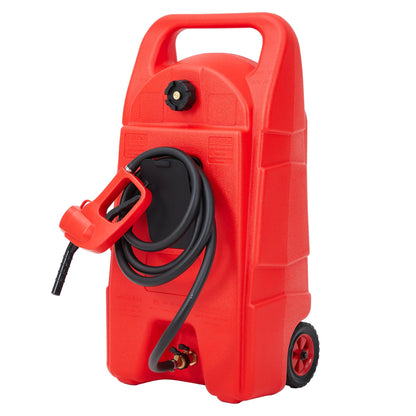PeacefulHues Upgraded 15 Gallon Gas Tank, Heavy-Duty Fuel Can with Manual Transfer Pump & 10FT Hose, Portable Gas Can with Casters, Leak-Proof Gas Container for Lawn Mowers, Tractor, Boat, Snow Blow