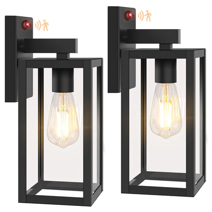 BesLowe 13in Motion Sensor Outdoor Wall Lights, 2-Pack, Dusk to Dawn, Black, Model A923