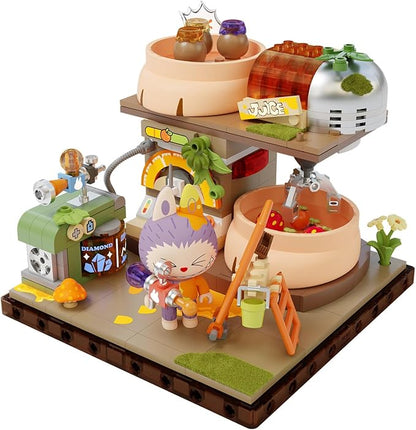 The Monsters Forest Secret Base Series Blocks-Jam Graffiti Labubu Building Toy Set Interactive Building Toy for Kids Boys and Girls