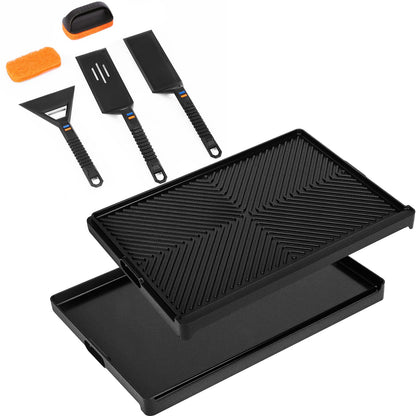 Utheer Griddle Combo Set, Cast Aluminum Flat Top Griddle with 23" x 16" Ceramic Nonstick Stove Top Griddle and Large Grill Griddle, Fast Heating Indoor Outdoor Griddle for Gas Grill, BBQ and Camping