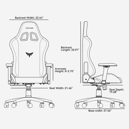 VENTUVIBE Gaming Chair 4D Adjustable Armrests - 170° Reclining & 320lb Capacity, High Back Ergonomic Computer Chair with Lumbar Support, Fabric Office Chair for Adults (Black)
