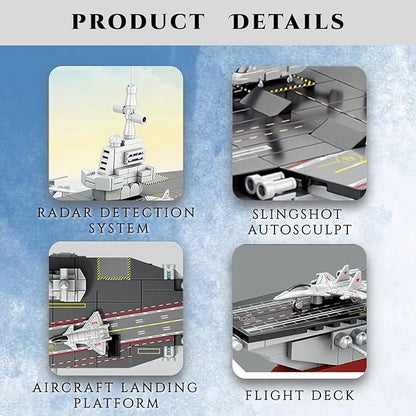 8 in 1 WW2 Aircraft Carrier Building Set Military Cruiser Ocean Battleship Toy with Helicopter &amp Boat (25 Warship Models) 562 Pieces Naval Gifts for Adults Man Teens 14+