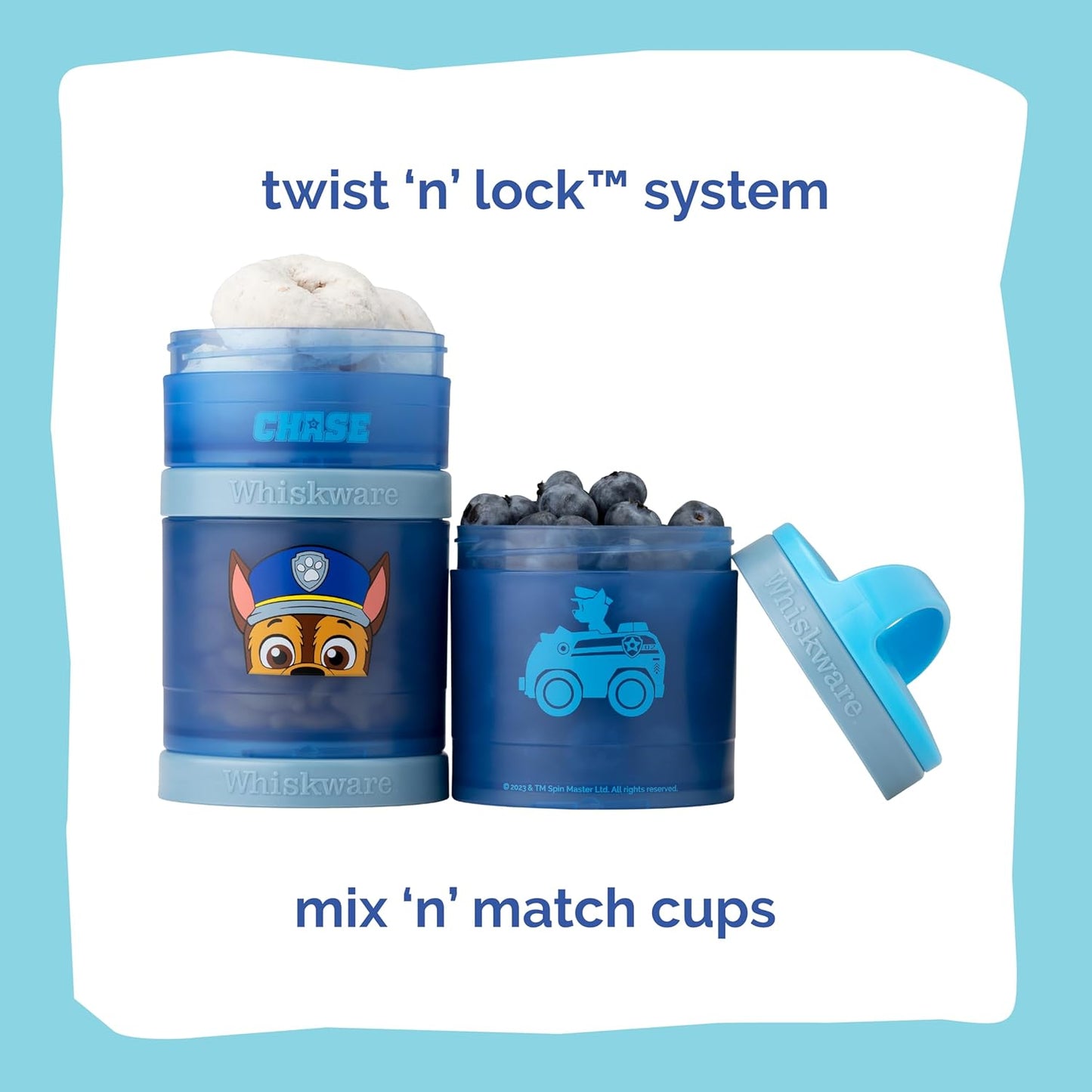 Whiskware Stackable Snack Containers - Durable Food Storage for Kids | Dishwasher Safe, Paw Patrol Design