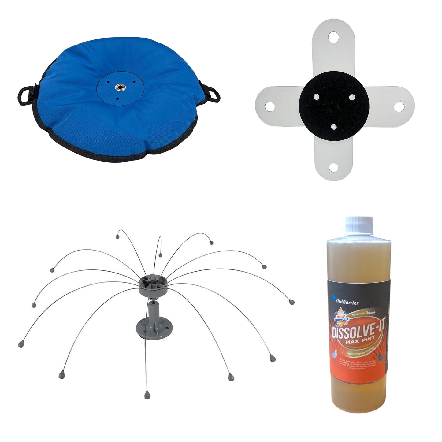 Daddi Long Legs Boaters Bundle - 8-Ft Bird Deterrent + Dissolve-It Enzyme Cleaner + Sandbag Base + Boat Base - Complete Bird Control for Boats, Docks, and Marinas