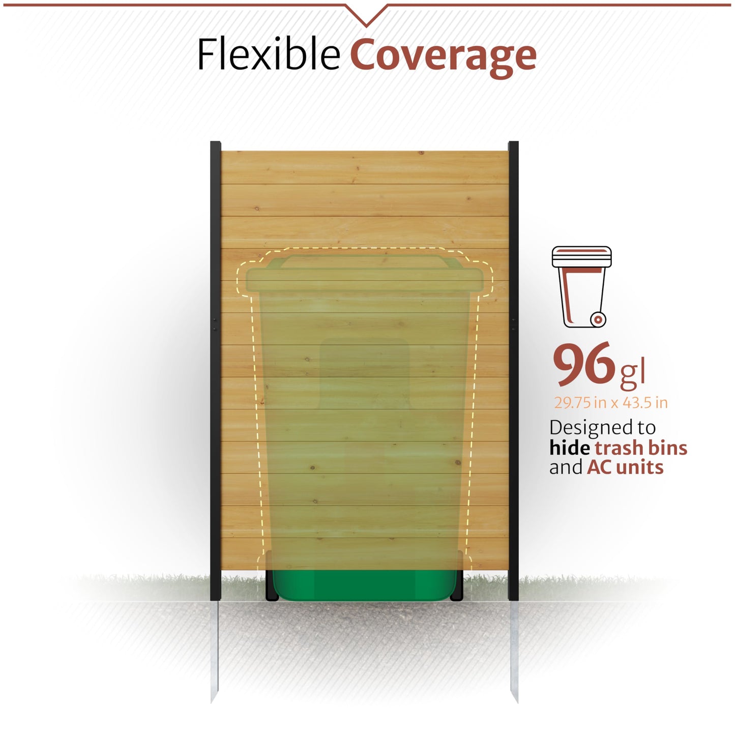 5ft H x 3.2ft W (1 Panel) No Dig Enclo Fairmont Cedar Wood Privacy Screen, Great to Hide Trash Cans, Decorative Patio Screen, Outdoor Privacy Fence Panel, Air Conditioner Barrier, EC18043