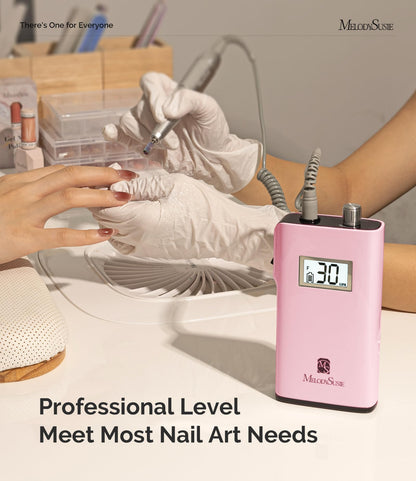 MelodySusie Professional Rechargeable 30000 RPM Nail Drill,SC320H Portable Electric E File Scamander, Acrylic Gel Grinder Tools with 6 Bits and Sanding Bands for Manicure Pedicure Carve Polish(Black)